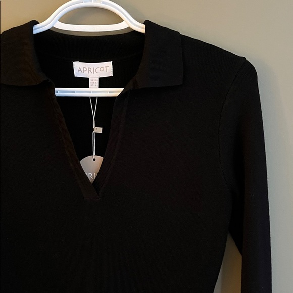 APRICOT collared ribbed knit dress with high slits size 6 - Picture 8 of 10